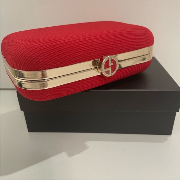 Giorgio Armani Red Clutch with Gold Logo - Picture 3 of 12
